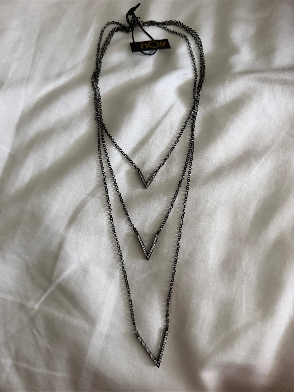 nOir Jewelry Black Layered V Pendant Necklace